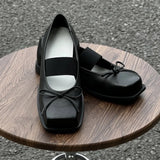 Bonnyshow  Designer Spring Women Mary Jane Shoes Fashion Square Toe Ladies Comfort Soft Sole Flats Women's Comfort Ballerinas Shoes