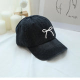 Bonnyshow Denim Pearl Bow Kont Baseball Cap Korean Y2k Kawaii Baseball Hip Hop Hat Summer Fashions Designer Sun Protection Beach Hat Women