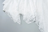 Bonnyshow  Patchwork High Waist See-Through Casual Streetwear Irregular Female Y2k Skirt 2025 White Lace Summer Sexy Skirt For Women