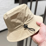 Bonnyshow Summer Bucket Hat Women Men Solid Color Quick Drying Fisherman Cap Folding Drawstring Unisex Sun Visor Hats Outdoor Panama Caps