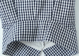 Bonnyshow  plaid shirt women sleeveless V-neck buttons down chic shirt cotton spring summer tops