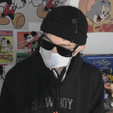 Bonnyshow Solid Color Knitted Hat Punk Hip Hop Beanies for Men Women Metal Pin Ring Brimless Melon Cap Winter Warm Crochet Bonnet Gorras