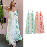 Bonnyshow  Summer Women's New Dress 2025 Fashion Print Loose V-neck Camisole Summer Holiday Dress Women's Chic Youth Long Dresses