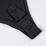 Bonnyshow  Simple Solid Skinny Metal Halter Bodysuits Sexy Summer Ruched Hottie Fashion Backless Rompers