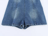 Bonnyshow  Sexy Backless Halter Denim Jumpsuit Women High Street Summer Romper Short Playsuit