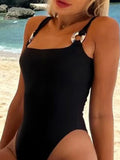 Bonnyshow  Simple Solid Skinny Metal Halter Bodysuits Sexy Summer Ruched Hottie Fashion Backless Rompers