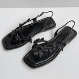 Bonnyshow  Bow Flats Women Clip Toe Sandals Brand Designer Shoes Woman Fashion Slides Summer New Elegant Casual Flip Flops Zapatos Mujer