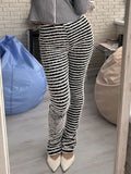 Bonnyshow  Color Block Stripes Pants Women High Waist Loose Sweatpants Women's Bodycon All-match Summer Trouseres For Female