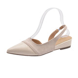 Bonnyshow  Low Heel Baotou Sandals Women's French Nude Color Pointed Small Fragrant Style Ladies Thick Heels Back Air Style Single Shoes