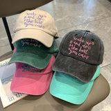 Bonnyshow Letter Embroidery Baseball Cap for Women Y2K Summer Girls Hip-hop Sun Hat Retro Washed Cotton Lady Snapback Caps