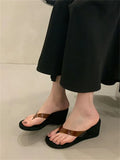 Bonnyshow  New Summer Clip Toe PVC Transparent Wedges Heels Women Slippers Fashion Party Flip Flop Slides Shoes