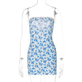 Bonnyshow  Women'S Fresh And Sweet Style New Sexy Wrapped Chest, Hip, And Back Versatile Floral Dress, One Piece Hair Replacement