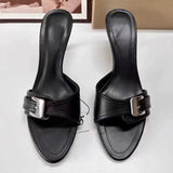 Bonnyshow  Luxury Designer Summer High Heel Women Slippers Elegant Open Toe Dress Slides Outdoor Gladiator Shoes