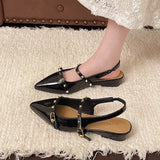 Bonnyshow  Sandals Spring Shoes All-Match Summer Heels New Pointed Retro Girls Comfort Scandals Toe Female Sandal