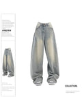 Bonnyshow Women Vintage Baggy Blue Jeans High Waist Denim Trousers 2000s Y2k Harajuku Fashion 90s Aesthetic Wide Pants Trashy Clothes