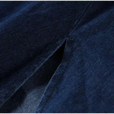 Bonnyshow  Lapel Hollowed Out Women Jeans Dresses Sexy Stand Collar Metal Button Open Waist Sleeveless Split Spring Autumn Lady Denim Dress