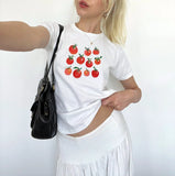 Bonnyshow  Streetwear Women's Punk Y2K Crop Tops Aesthetic Tangerine Print Cute Grunge Tee Vintage Emo Girl Clothes Gothic Fairycore Baby