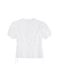 Bonnyshow  French Elegant Gentle And High Quality Shirts For Women Ruffles Puff Sleeve Solid Color Summer Blouses Female Slim All Match