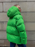 Bonnyshow Winter Thicken Warm Windproof Women's Coat Simple Casual Loose Solid Color Cotton-padded Coats New Fashion Women Outerwears