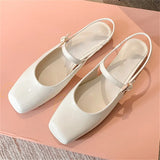 Bonnyshow  High Quality Fashion Soft Leather Square Toe Women Pumps Sandals Buckle Strap Casual Party Low Heels Female Shoes