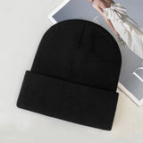 Bonnyshow Winter Knitted Hat Women Men Solid Color Warm Beanie Cap Female Autumn Crochet Woolen Hats Korean Unisex Skullcap