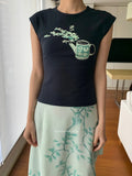 Bonnyshow  Women Soft Cozy Stretch Chic 2000s T-shirt 2025 New In Slim Fit Top Women Clothes Dongdaemun Women Summer