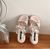 Bonnyshow  Designer Summer Thick Heel Women Slippers Fashion Butterfly-knot Ladies Outdoor Dress Slides Sandalias