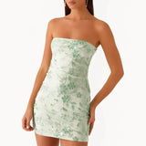 Bonnyshow  Beach Sequin Mini Strapless Dress Women Urban Off Shoulder Backless Sleeveless Female Dresses 2025 Summer Hip Package Lady Robes