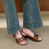 Bonnyshow  Fashion Bowknot Hollow Low Heel Sandals Women Summer Sexy Open Toe Elegant Dress Pumps Luxury Designer Brand Shoes for Ladies