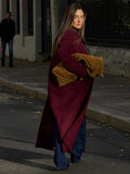 Bonnyshow Fashion Retro Long Women's Coat Solid Color Turndown Collar Double Breasted Coats Women Elegant Vintage Windproof Overcoat