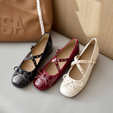 Bonnyshow  5cm Cross Strap Rivet Women Heels Pumps PU Leather Ballet Mary Janes Elevator Shoes Insole Spring Autumn Casual Wedges Loafers
