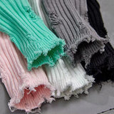 Bonnyshow Punk Broken Hole Socks Harajuku Cotton Middle Tube Sock for Women Girls Gothic Knitted Street Stocking Calcetines