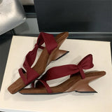 Bonnyshow  Women Sandals Designer Wedges Heels Shoes Summer Fashion Square Open Toe Party Dress Zapatos De Mujer