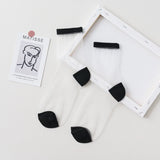 Bonnyshow 5 pairsFashion Kawaii Women Socks Sexy Lace Mesh Fishnet Socks Mixed Transparent Stretch Elasticity Ankle Net Yarn Thin Sox