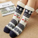 Bonnyshow Christmas Legwarmers Elk Snowflake Pattern Slipper Socks Knitted Socks Anti-slip Carpet Socks Christmas Gift Women's Accessories