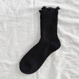 Bonnyshow Punk Broken Hole Socks Harajuku Cotton Middle Tube Sock for Women Girls Gothic Knitted Street Stocking Calcetines