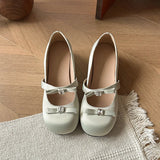 Bonnyshow  Thick Heel Women's Mary Jane Shoes Fashion Butterfly-knot Slip On Shoes Spring Autumn Party Candy Color Shoes