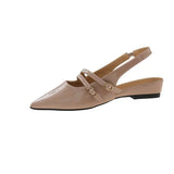 Bonnyshow  French Style Elegant Pointed Toe Sandals Women's New Soft Bottom Soft Leather Style Fashionable All-match Single-layer Shoes