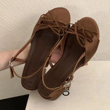 Bonnyshow  Fashion Bowknot Hollow Low Heel Sandals Women Summer Sexy Open Toe Elegant Dress Pumps Luxury Designer Brand Shoes for Ladies