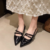 Bonnyshow  French Style Elegant Pointed Toe Sandals Women's New Soft Bottom Soft Leather Style Fashionable All-match Single-layer Shoes
