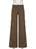 Bonnyshow  Basic Aesthetic Casual Slim Denim Pants Low Waisted Fashion Y2K Jeans Streetwear Button Pockets Cotton Bottoms