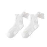 Bonnyshow Mid-tube Solid Lace Bow Ruffle Socks Kawaii Lolita Short Socks Cotton Socks JK Japanese Lacework Stockings Women's Stockings