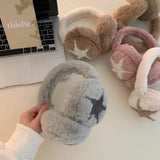 Bonnyshow Star Fluffy Ear Muffs Women Outdoor Cold Proof Ear Cover Warm Winter Headphones Earplugs Cold Protection Winter Accessoriess
