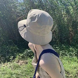 Bonnyshow Summer Bucket Hat Women Men Solid Color Quick Drying Fisherman Cap Folding Drawstring Unisex Sun Visor Hats Outdoor Panama Caps