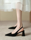 Bonnyshow  Black Sandals Women Summer New Fashion Women's Pointed Square Heel Sandals Pumps Women Shoes Office Dress Shoes Sexy High Shoes