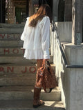 Bonnyshow  Summer Solid  Fashion Women's Embroidery Blouse Puff Sleeve Single Breasted Loose Versatile Shirt Casual Female Top 2025