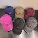 Bonnyshow Vintage Heart-Shaped Baseball Cap for Women Korean Washed Cotton Snapback Hat Spring Summer Soft Top Duckbill Caps