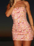 Bonnyshow  Sexy Sequins Tube Mini Dresses Women Vintage Glitter Sleeveless Slim Holiday Dress Female 2025 Summer Chic Street Party Beach