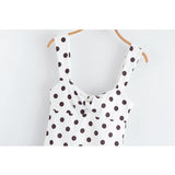 Bonnyshow  Elegant Women Polka Dot Short Dress Sleeveless Sweetheart Neck Pleated Hem A-line Dresses Summer Lady Chic Party Vestidos