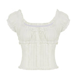 Bonnyshow  Bow Solid Stringy Selvedge T-shirt Slim Summer Streetwear Casual Elastic Vintage Tee Bow Backless Sexy Hottie Tops